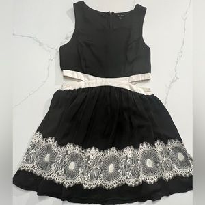 AS U WISH fit and flare satin black with white lace mini skirt size 11